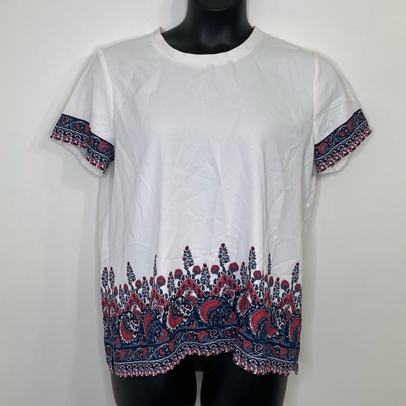 Ann Taylor LOFT Boho-Inspired White Tee Size L - Picture 1 of 9